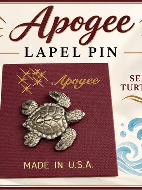 Apogee Sea Turtle Silver Tone Lapel Pin Made in USA